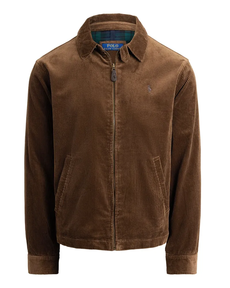 Ralph Lauren Blouson aus einem Baumwollcord mit Logo-Aufnäher in Braun