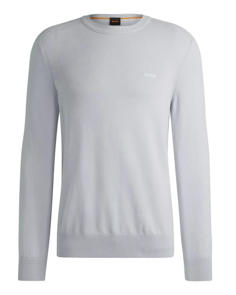 HUGO BOSS Leichter Strick-Pullover aus Baumwolle in Grau