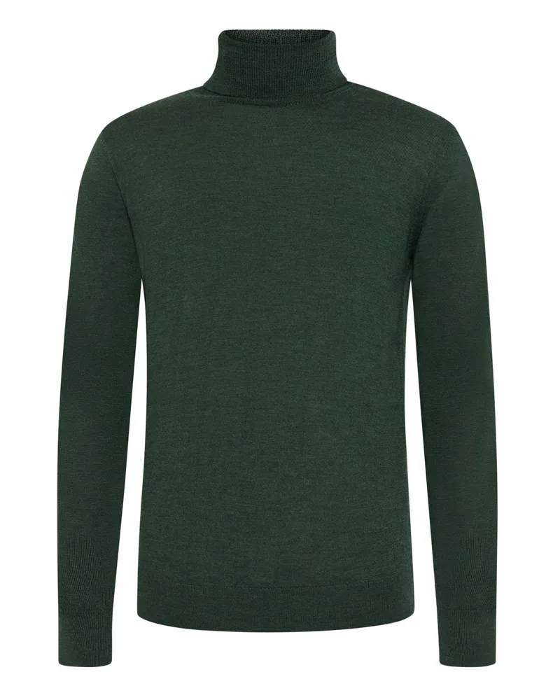 Tom Rusborg Glattstrick-Rollkragenpullover aus maschinenwaschbarer Merinowolle in Tanne