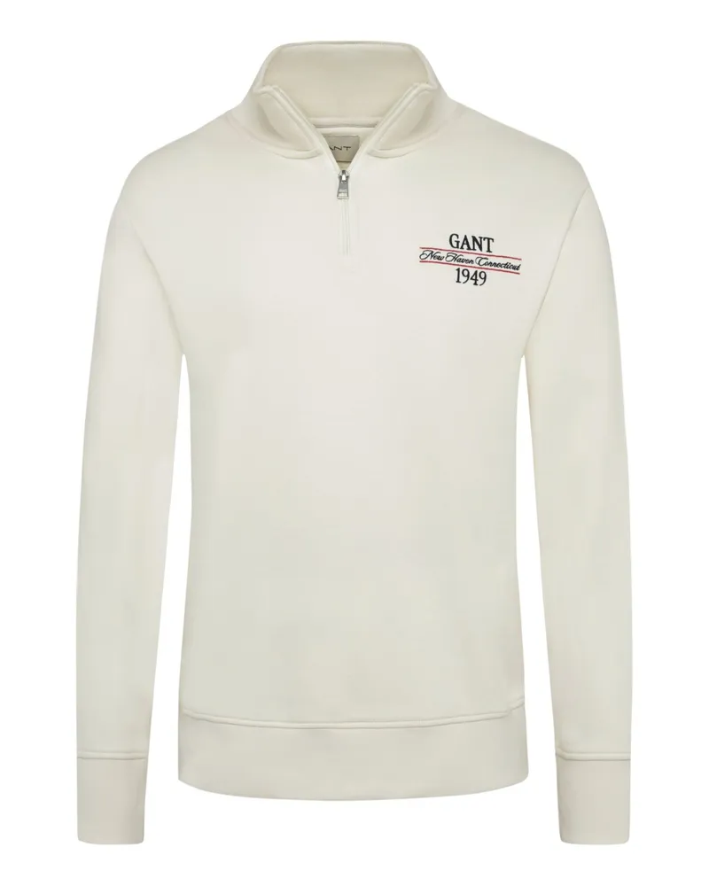 Gant Sweatshirt mit Troyer Kragen in Offwhite