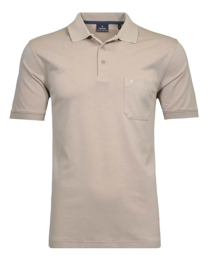 Ragman Unifarbenes Poloshirt aus einem Baumwoll-Mix mit Brusttasche in Beige