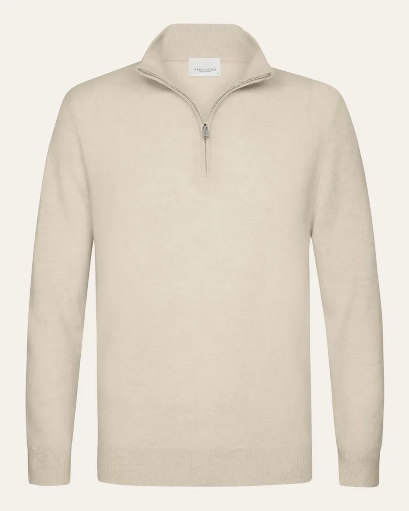 Profuomo Softer Glattstrick-Troyer aus Kaschmir in Offwhite