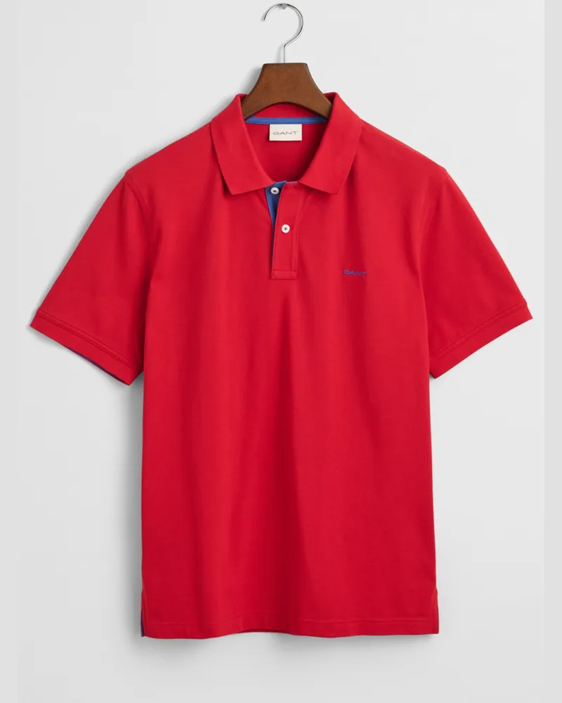 Gant Poloshirt mit Kontrast-Details aus Stretch-Piqué in Rot