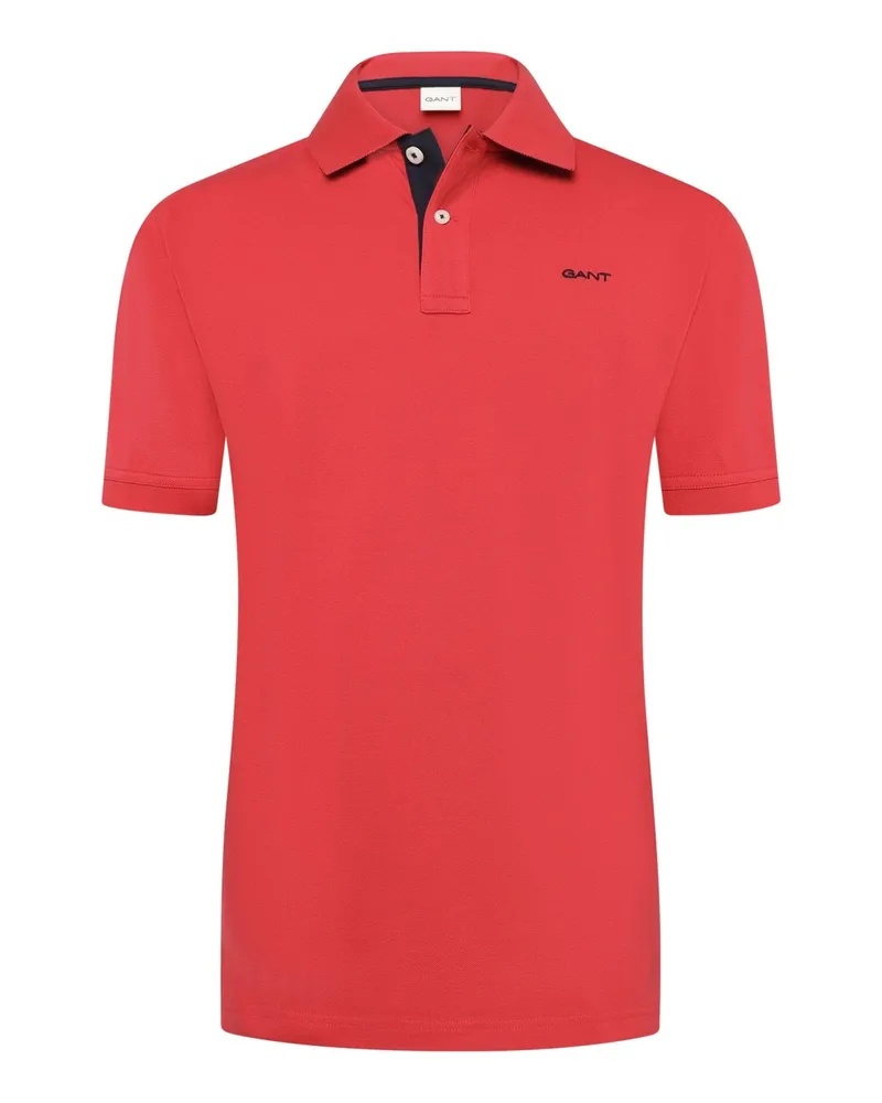 Gant Piqué-Poloshirt mit Stretchanteil und Label-Stickerei, Regular Fit in Rot
