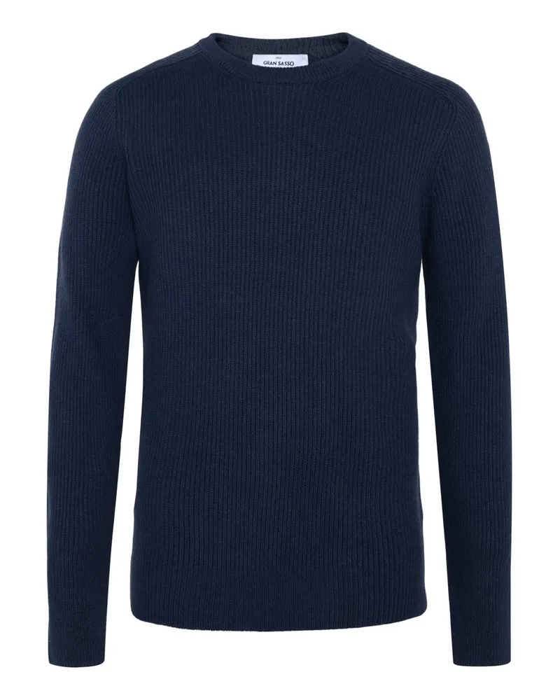 Gran Sasso Softer Pullover aus einem Schurwolle-Kaschmir-Mix mit O-Neck in Marine