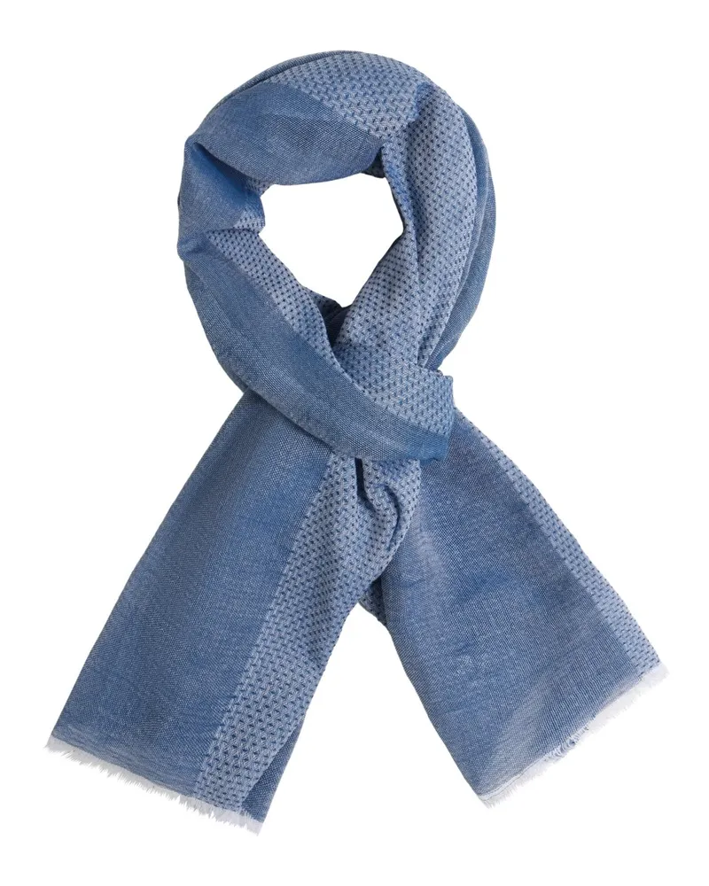 Tom Rusborg Leichter Schal aus Baumwolle mit Streifenakzenten in Marine