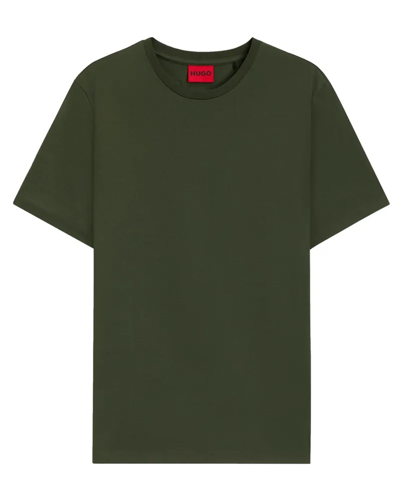 HUGO BOSS Glattes T-Shirt mit Logo-Fähnchen an Kragenrückseite in Oliv