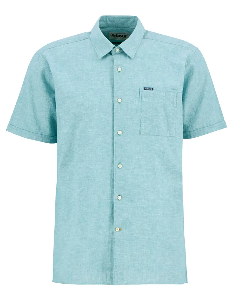 Barbour Kurzarmhemd aus Leinen und Baumwolle, Regular Fit in Grün