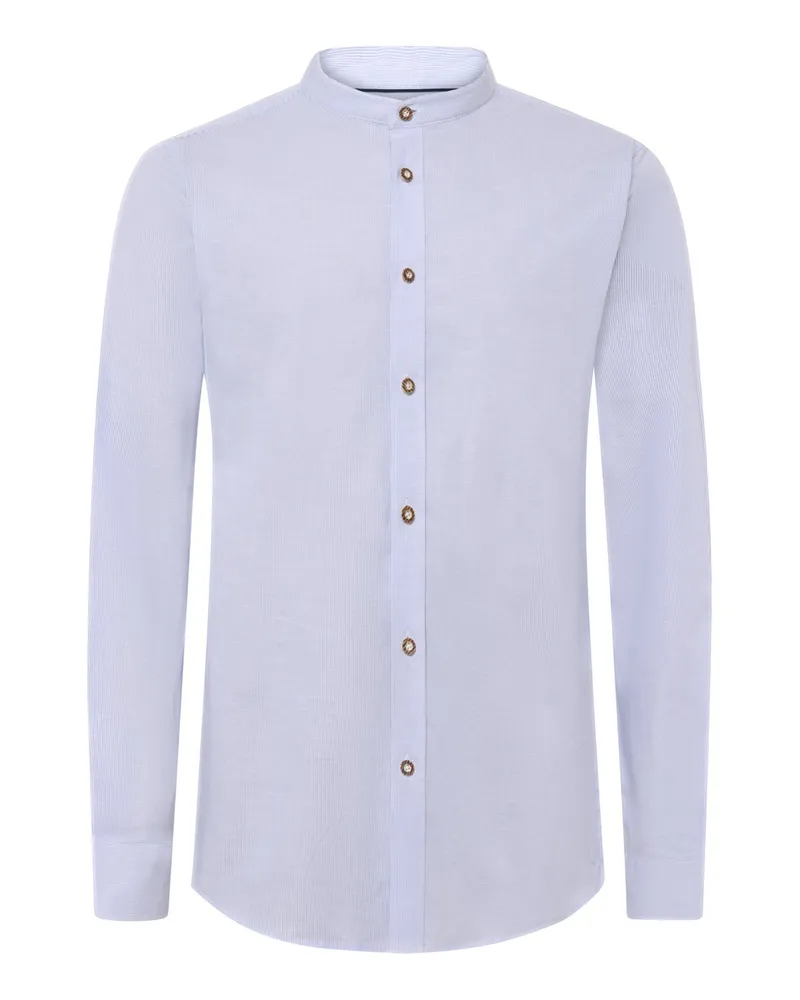 Amsel Trachtenhemd mit Fineliner-Streifen und Stehkragen, Slim Fit in Hellblau