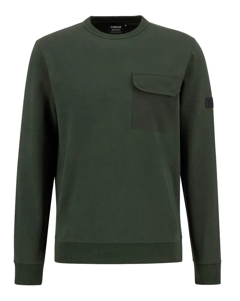 Barbour Sweatshirt Ilford Interlock mit Brusttasche und O-Neck in Grün
