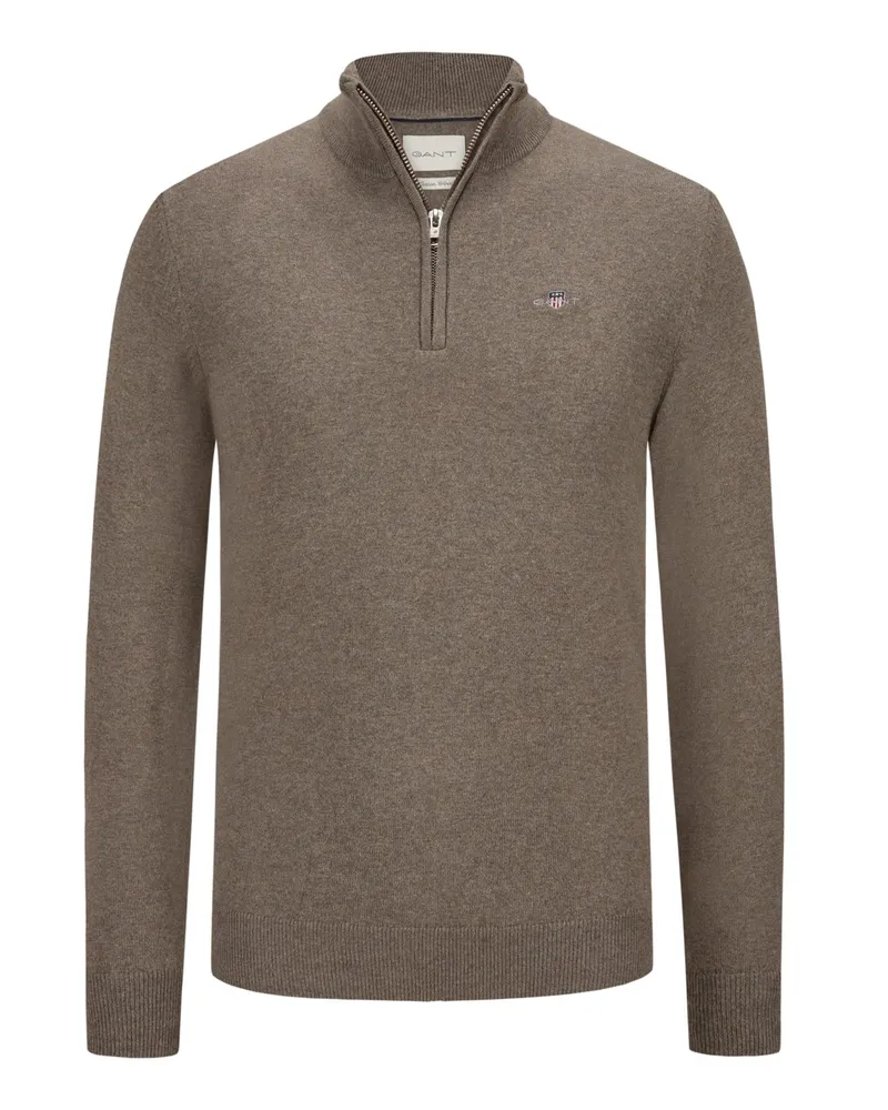 Gant Feinstrick-Troyer mit Logo-Stickerei in Braun