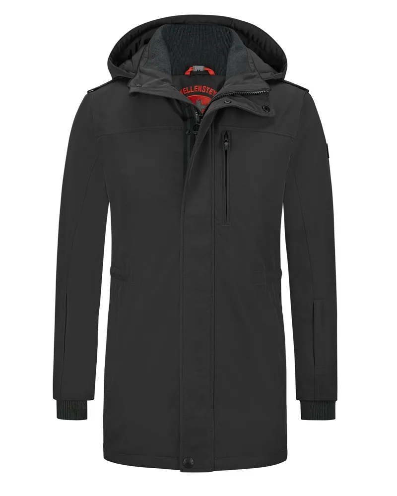 Wellensteyn Funktionsparka Traveller mit Logo-Patch und Kunstfellfutter in Schwarz