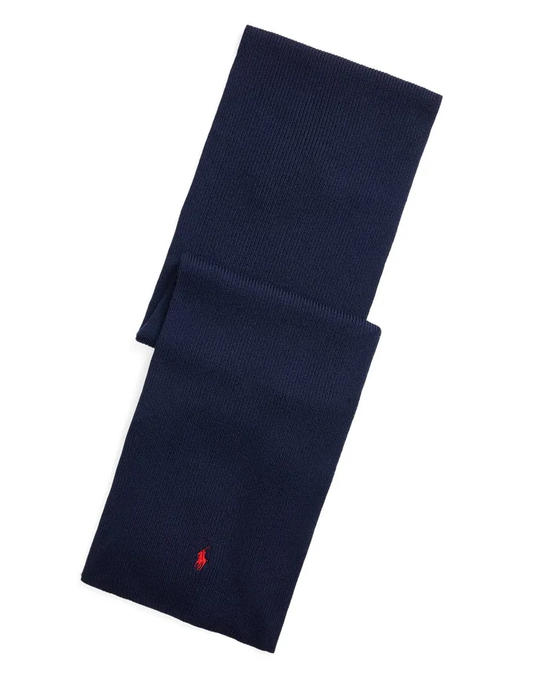 Ralph Lauren Schal aus waschbarem Merino-Rippstrick in Marine