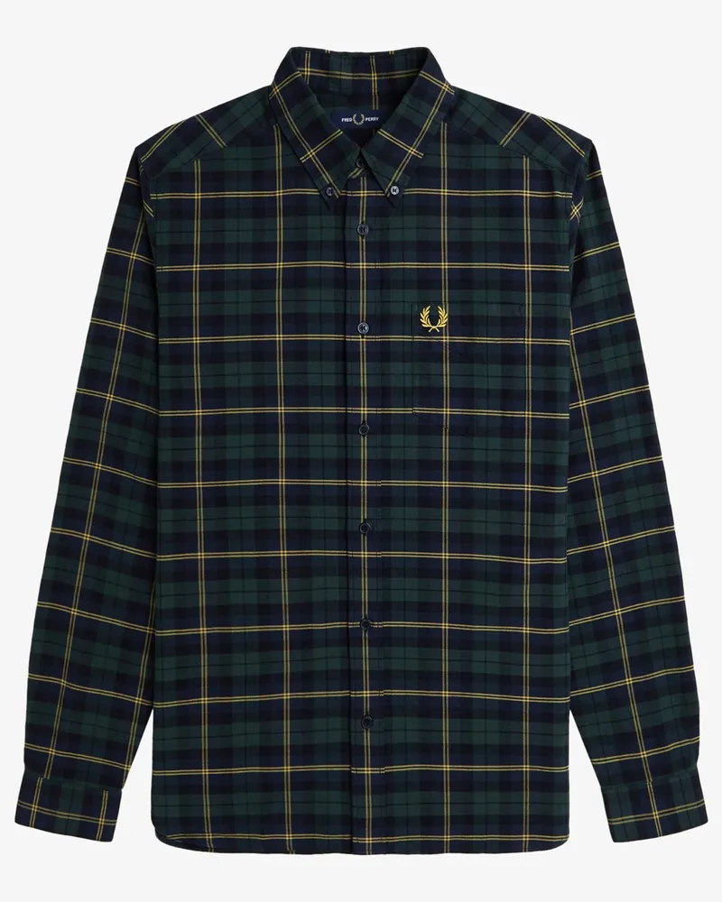 Fred Perry Hemd aus Baumwolle mit Logo-Stickerei und Check-Muster in Marine