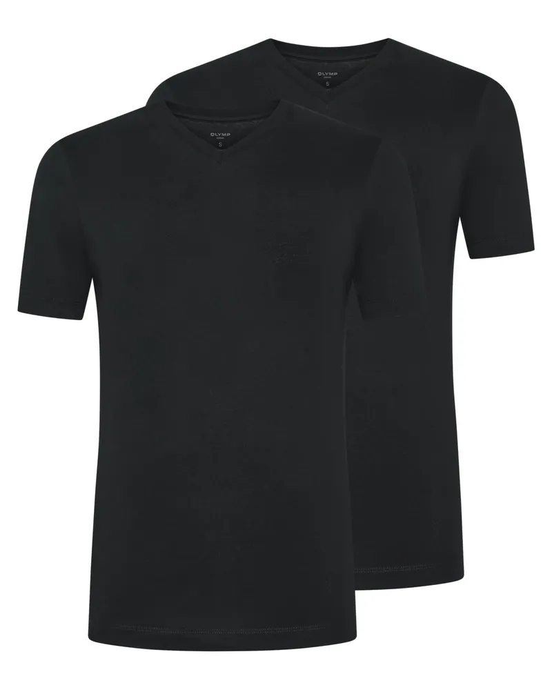 Olymp 2er Set Underwear Jersey-T-Shirt in Schwarz