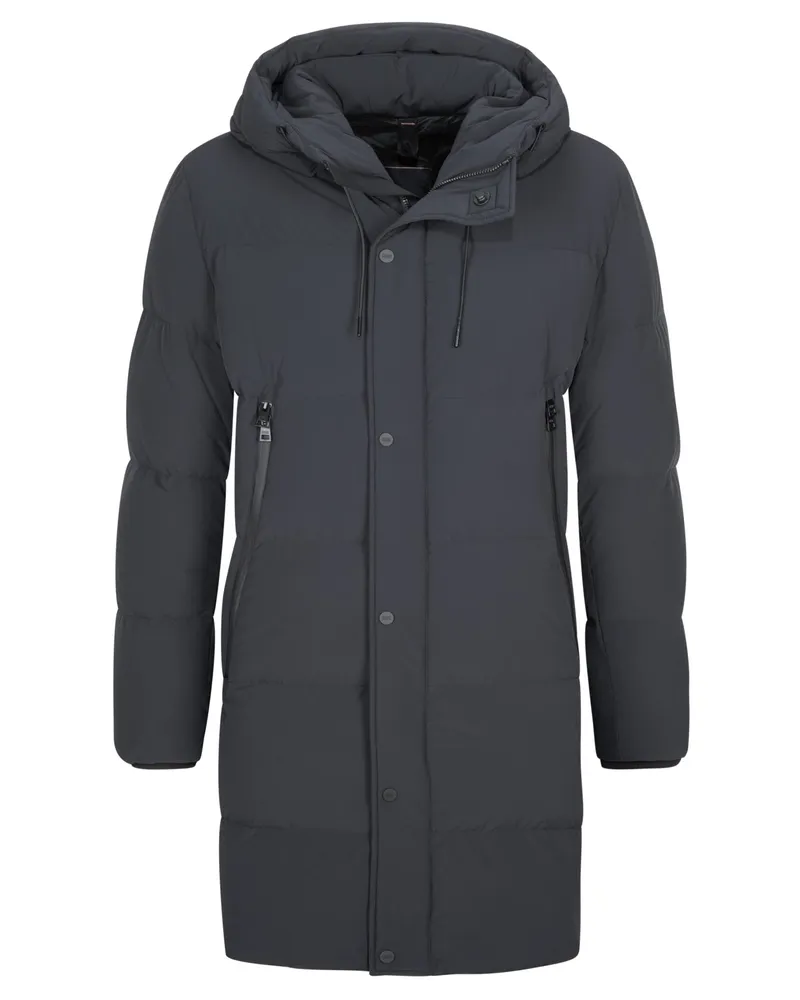 DUNO Ultraleichter Daunenparka mit Stretchanteil und Logo-Aufnäher in Marine