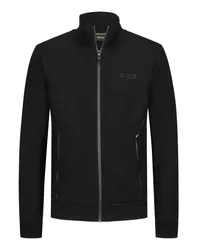 HUGO BOSS Sweatjacke mit gummiertem Logo-Print Schwarz