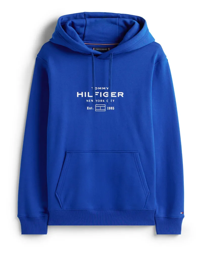Tommy Hilfiger Softer Hoodie aus einem Baumwollgemisch mit Label-Print in Königsblau