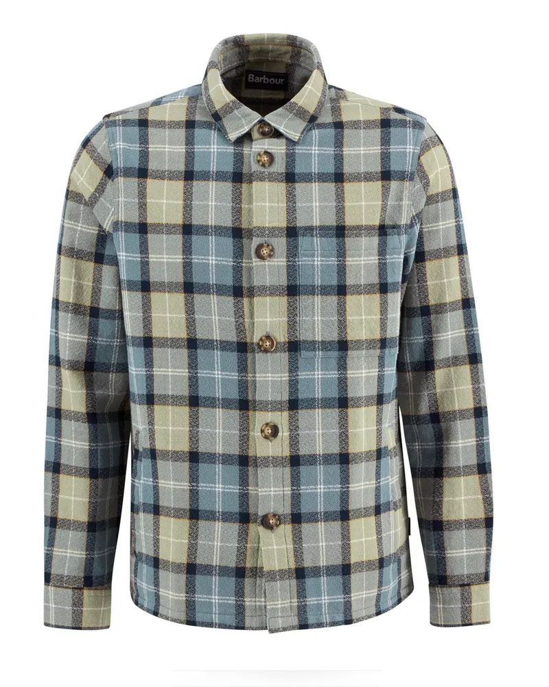 Barbour Overshirt mit Karomuster in Crêpe-Struktur in Grün