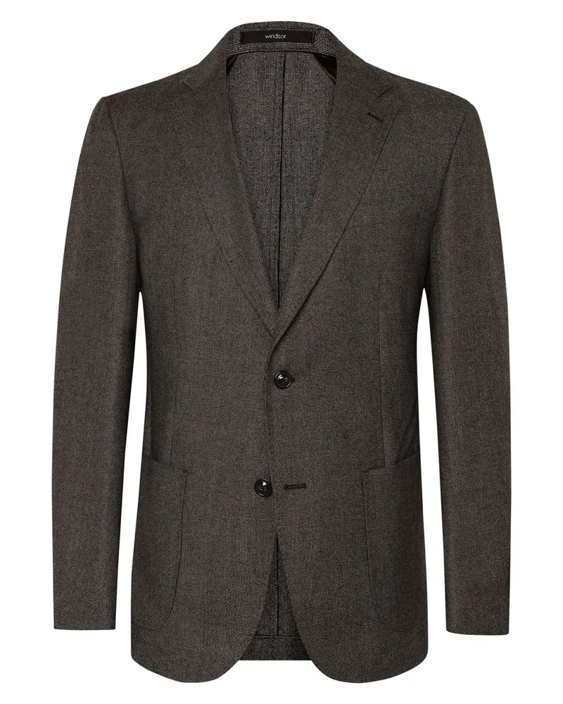 windsor. Einreihiges Sakko aus Schurwolle mit Webstruktur, Shaped Fit in Braun