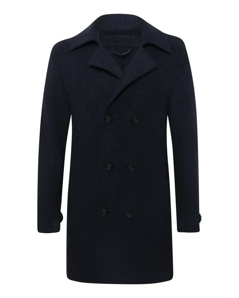 Tom Rusborg Zweireihiger Peacoat aus einem Wollmix in Marine