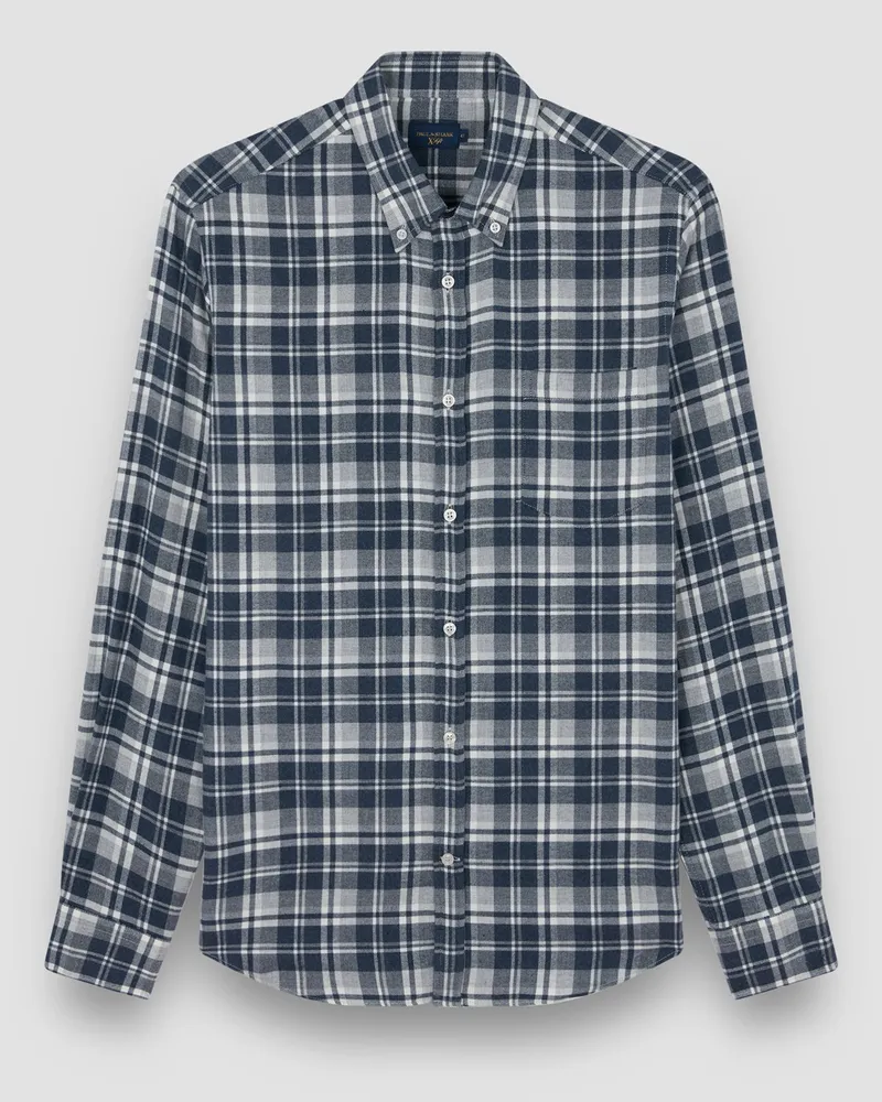Paul & Shark Flanellhemd mit Brusttasche und Check-Muster in Blau