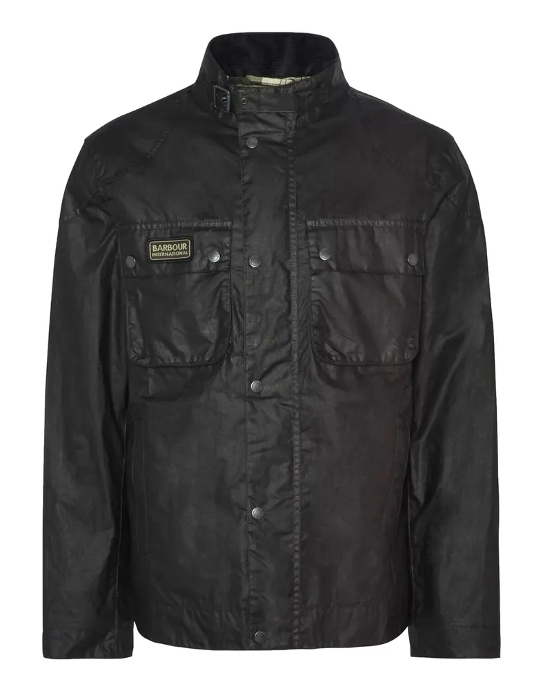 Barbour Wetterfeste Wachsjacke Merton mit Cord-Besatz in Schwarz