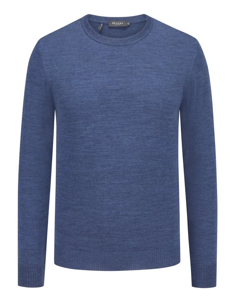 Maerz Maschinenwaschbarer Pullover aus feiner Merinowolle in Mittelblau