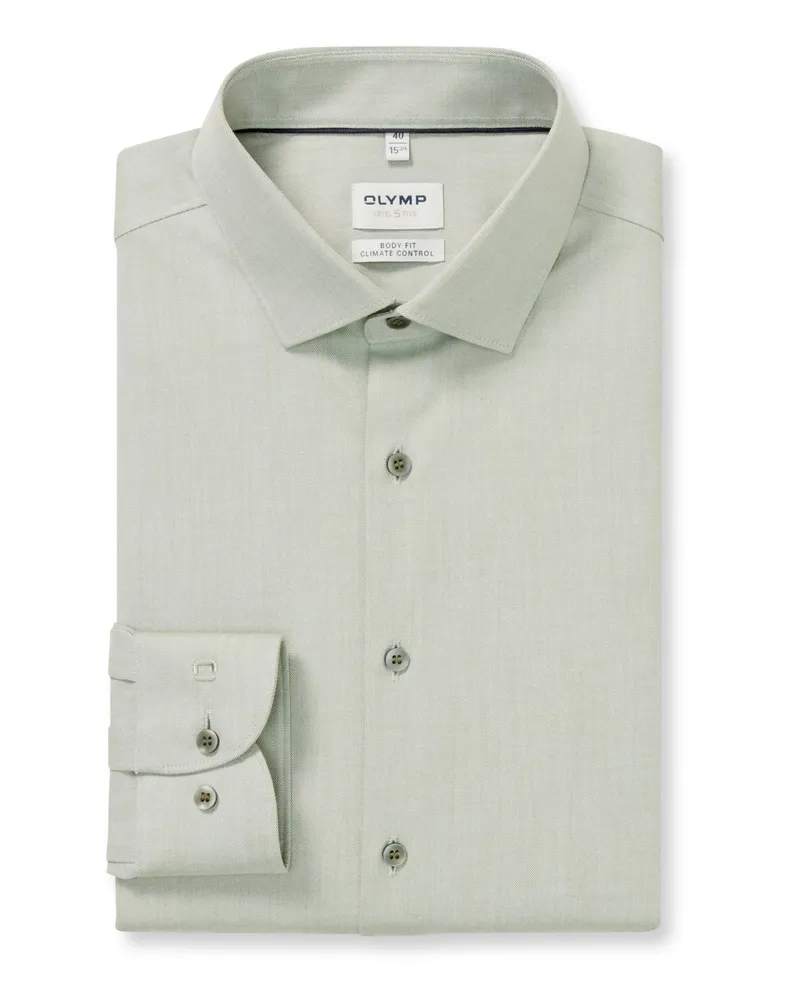 Olymp Level Five, Body Fit, Climate Control Stretch-Hemd in Schilf