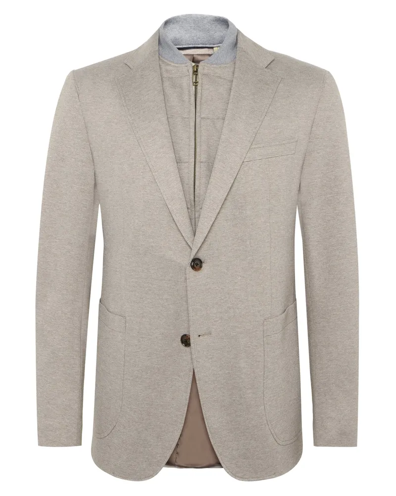 JOOP! Jersey-Sakko mit heraustrennbarer Steppblende, Slim Fit in Beige