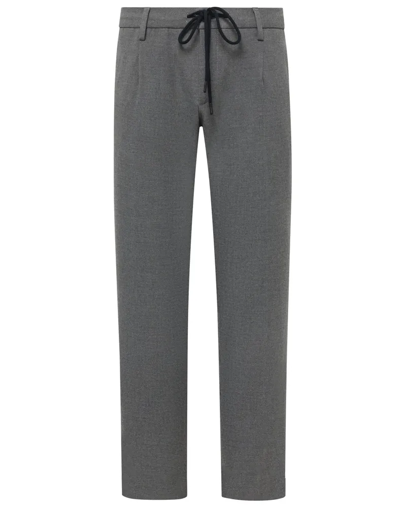 Alberto Bundfaltenhose Barista in Flanell-Qualität mit Kordelzug, Tapered Fit in Mittelgrau