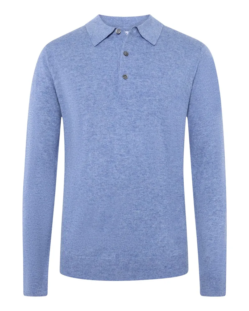 Tom Rusborg Softes Langarm-Poloshirt aus Kaschmir in Hellblau