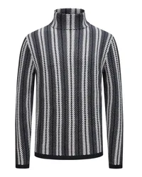 Emporio Armani Softer Pullover mit Turtleneck und Fischgrätmuster Marine