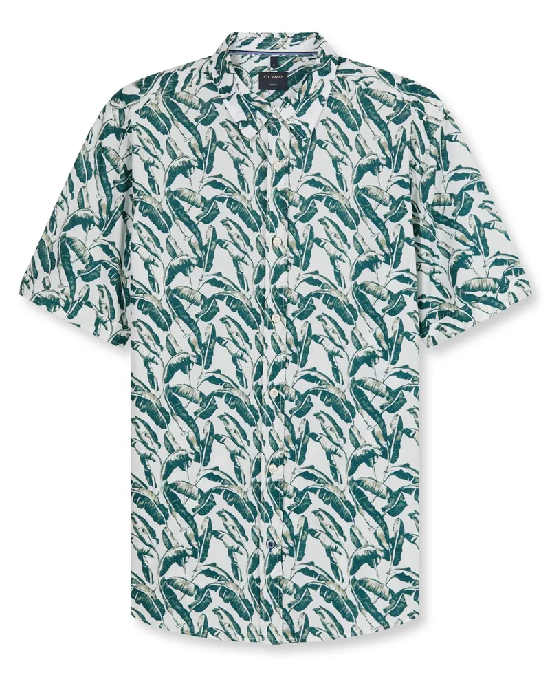 Olymp Casual, Regular Fit, Kurzarmhemd aus Baumwolle mit Print in Grün