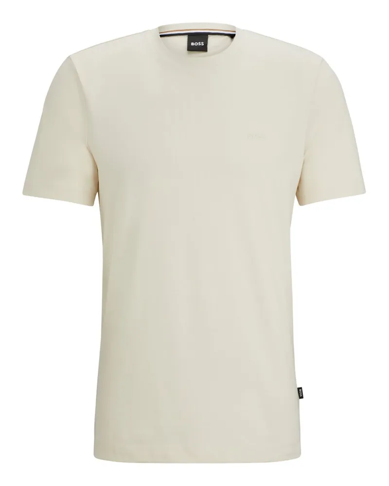 HUGO BOSS Unifarbenes T-Shirt mit gummiertem Logo-Schriftzug in Offwhite