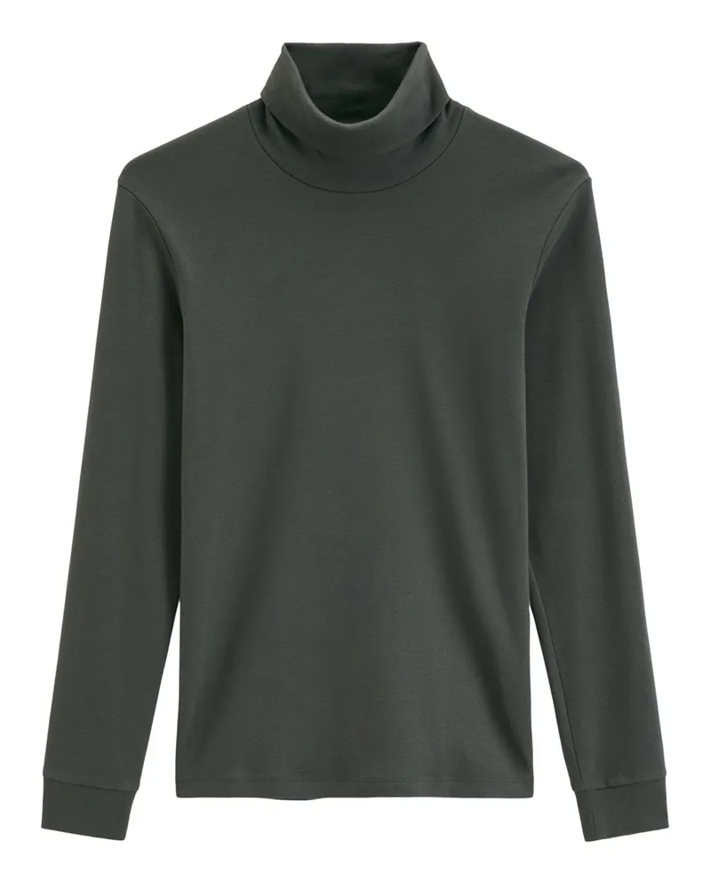 Marc O'Polo Rollkragen-Longsleeve in Jersey-Qualität, Shaped Fit in Oliv