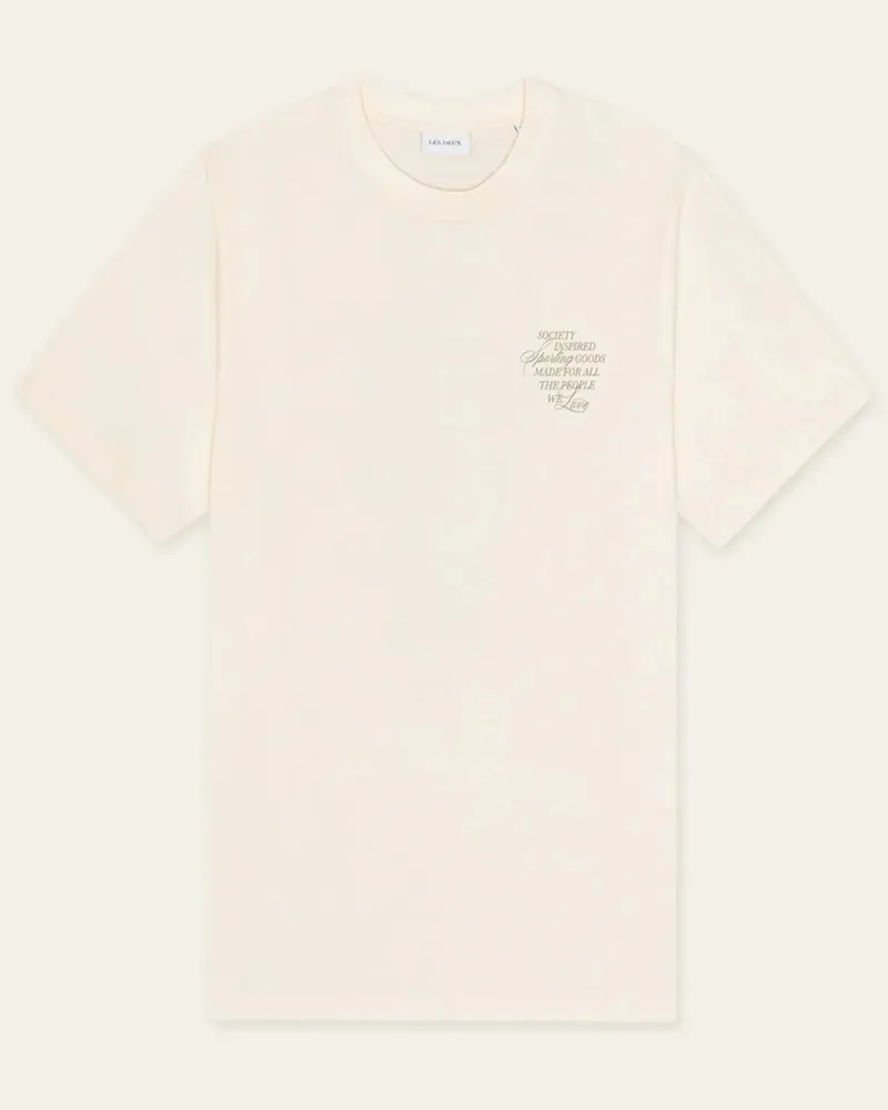 LES DEUX T-Shirt aus Baumwolle mit beidseitigem Print, Regular Fit in Natur