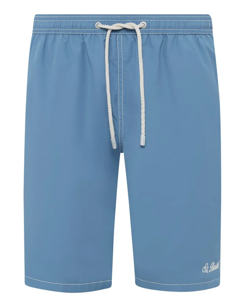 MC2 Saint Barth Glatte Bade-Bermudas mit Logo-Aufnäher in Mittelblau