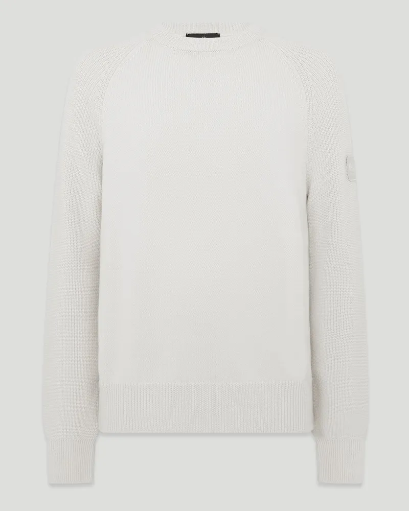 Belstaff Strick-Pullover aus Wolle mit Logo-Aufnäher am Ärmel in Offwhite