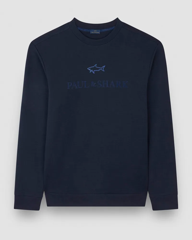 Paul & Shark Weiches Sweatshirt mit geflocktem Label-Schriftzug in Marine