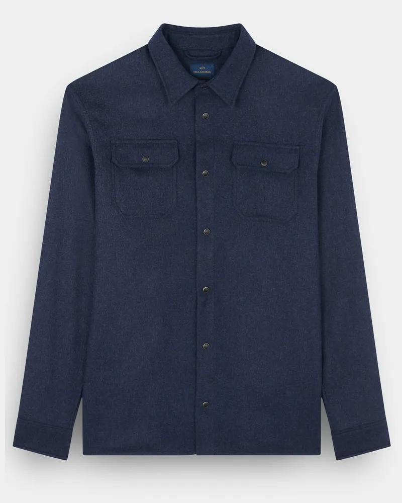 Paul & Shark Flanell Overshirt aus einem Wollgemisch in Marine