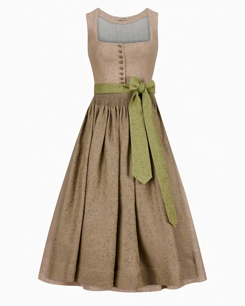 Gottseidank Dirndl Monika aus Leinen mit Schürze und Metallschließe in Rosenrot
