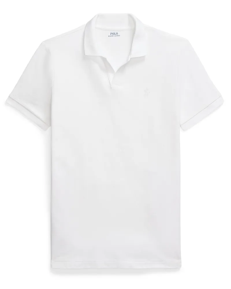 Ralph Lauren Piqué-Poloshirt mit Stretch und V-Ausschnitt, Custom Slim Fit in Weiß