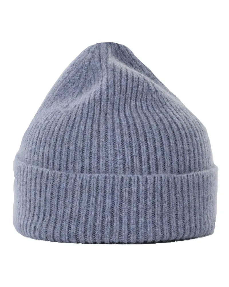 Le Bonnet Softe Strickmütze aus Lammwolle und Angora in Denim