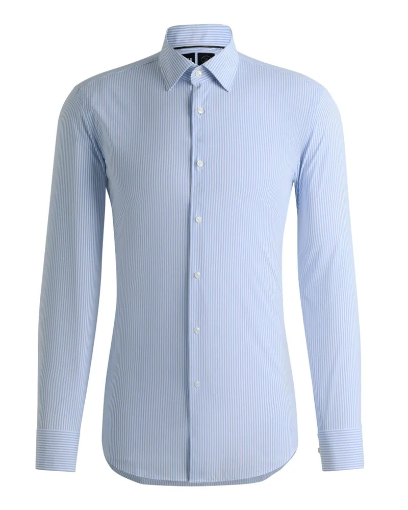 HUGO BOSS Hemd mit Performance-Stretch und Streifenmuster, Slim Fit in Hellblau