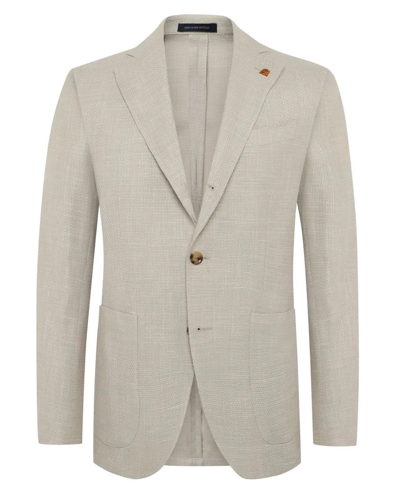 Sartoria Latorre Einreihiges Sakko aus einem aus Schurwolle-Leinen-Seide-Mix in Beige
