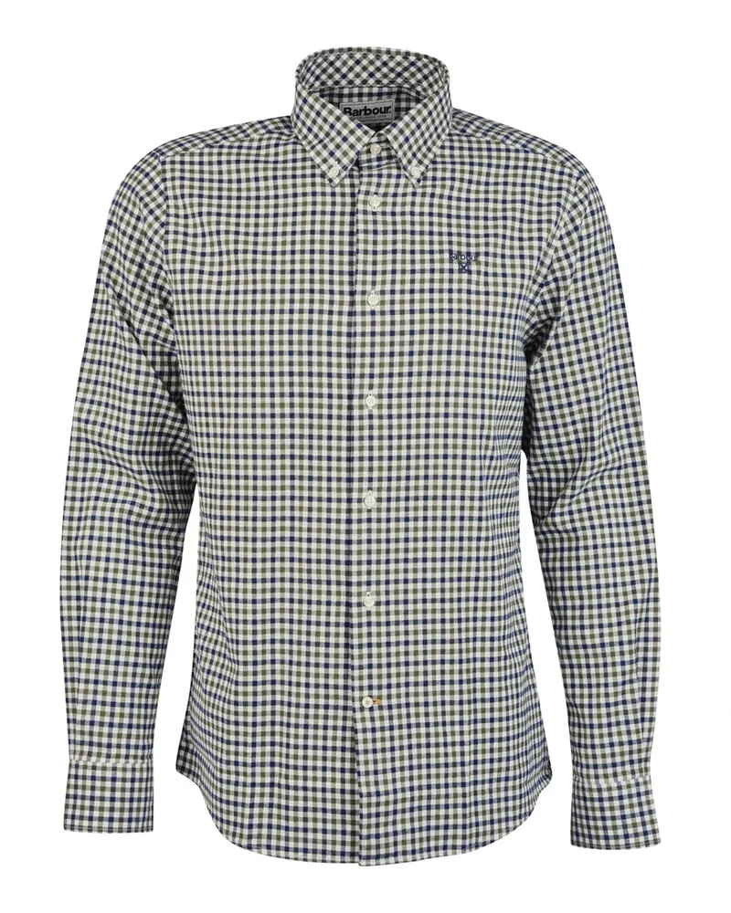 Barbour Softes Flanellhemd mit Kleinkaromuster, Tailored Fit in Oliv