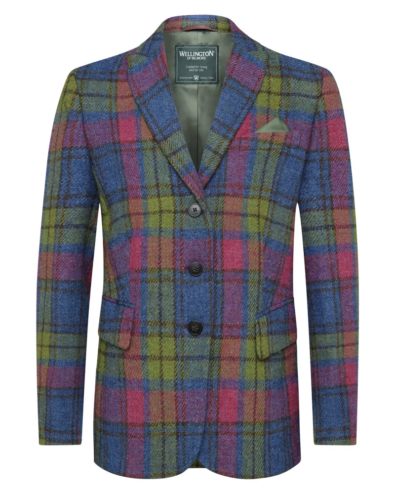 Wellington of Bilmore Damen-Blazer Ladiesclub aus Harris Tweed mit Karomuster in Multicolor