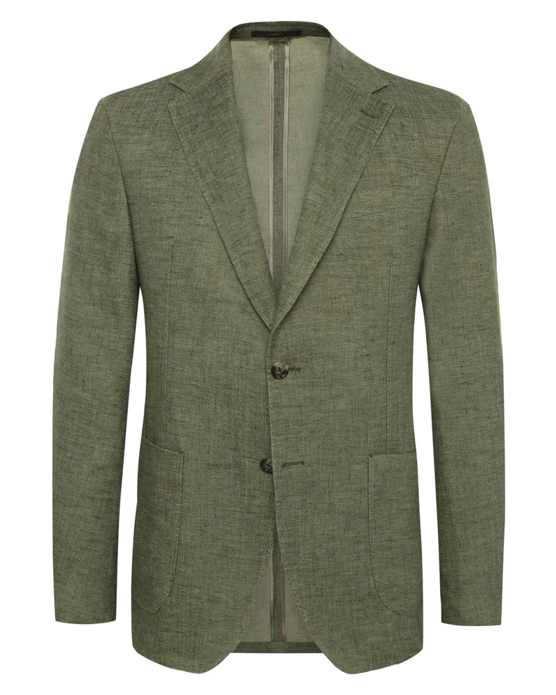 windsor. Einreiher-Sakko aus einem Leinen-Baumwolle-Mix in Oliv