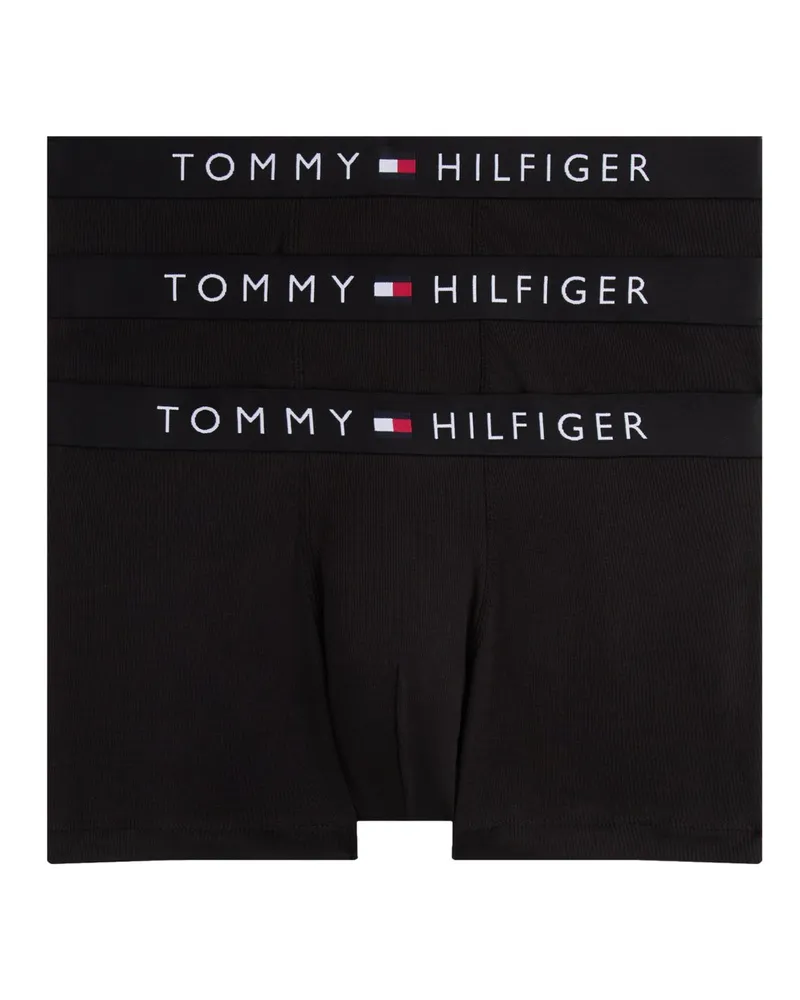 Tommy Hilfiger 3er Pack Trunks im Rippstrick mit Labelbund in Schwarz
